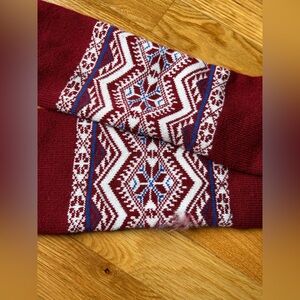 Men's Maroon Nordic Pattern Knit Sweater